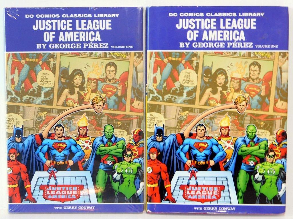 (Lot of 2) DC Comics- Justice League of America by George Perez Vol. 1- One sealed in original wrap: (Lot of 2) Hard Cover DC Comics Classics Library: -Justice League of America by George Perez Vol. 1- One sealed in original wrap - See photos Other like new condition 176-page hardcover, released on