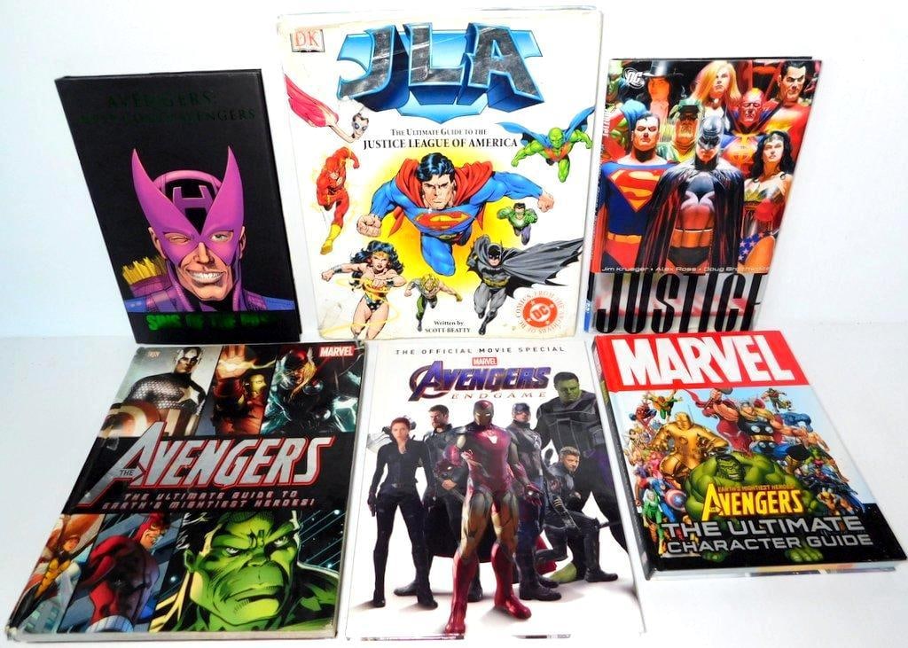 (Lot of 6) Hardcover Collection of DC and Marvel Reference Guides and Graphic Novels: (Lot of 6) Hardcover Collection of DC and Marvel Reference Guides and Graphic Novels JLA: The Ultimate Guide to the Justice League of America Justice, Vol. 1 Avengers: The Ultimate Guide to Earth's Mi