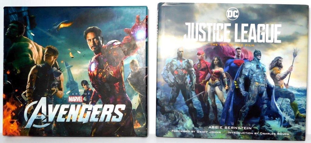 (Lot of 2) Hardcover Companion books on Marvels The Avengers and DC Justice League movies: (Lot of 2) Hardcover Companion books on Marvels The Avengers and DC Justice League movies Marvel- The Art of Marvel's The Avengers Has small tear on paper sleeve DC Justice League: The Art of the