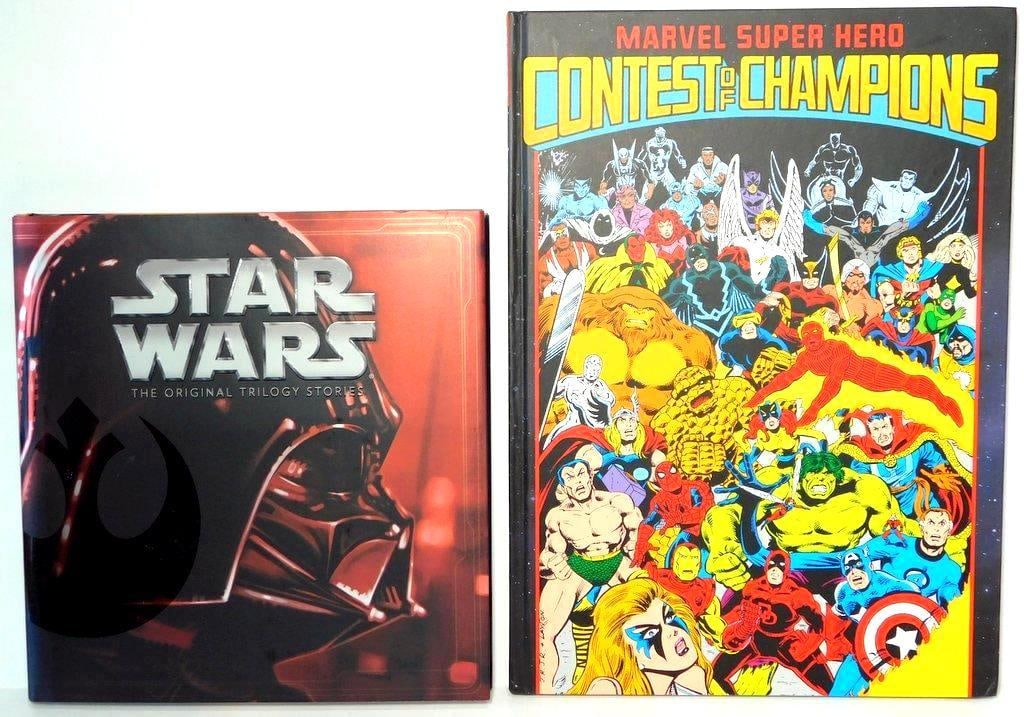 (Lot of 2) Star Wars Trilogy and Marvel oversized hardcover books: (Lot of 2) Star Wars trilogy and Marvel oversized hardcover books Marvel Superhero Contest of Champions: Gallery Edition - oversized hardcover (roughly 14" x 10") celebrates Marvels very first li