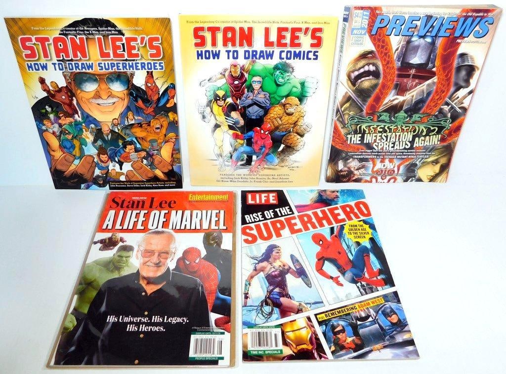 (Lot of 5) Magazines and books of Stan Lee and History of Superheroes (1 of 6)