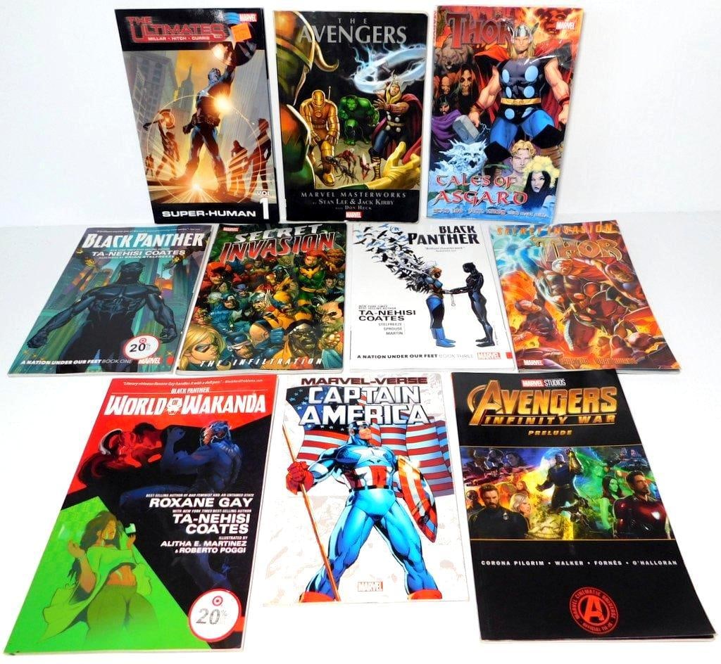 (Lot of 10) Marvel Books Featuring Captain America, Black Panther, Thor, and The Avengers (1 of 12)