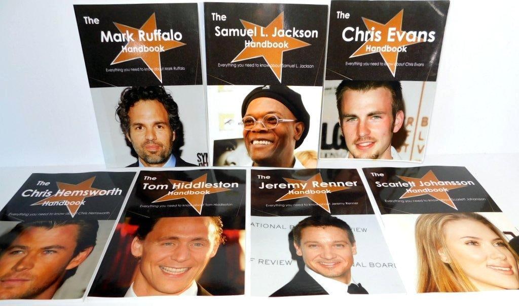 (Lot of 7) Biographical Hanbooks of Marvel Actors From the Marvel Cinematic Universe: (Lot of 7) Biographical Hanbooks of Marvel Actors from the Marvel Cinematic Universe The Mark Ruffalo Handbook The Samuel L. Jackson Handbook The Chris Evans Handbook The Chris Hemsworth Handbook The