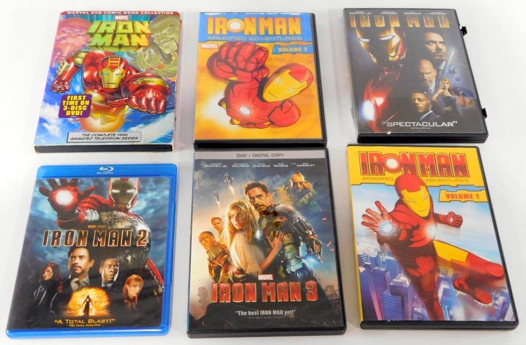 (Lot of 6) Assorted Iron Man DVD's: (Lot of 6) Assorted Iron Man DVD's Iron Man: The Complete 1994 Animated Television Series Iron Man: Armored Adventures Volume 2 Iron Man Iron Man 2 Iron Man 3 Iron Man: Armored Adventures Volume 1
