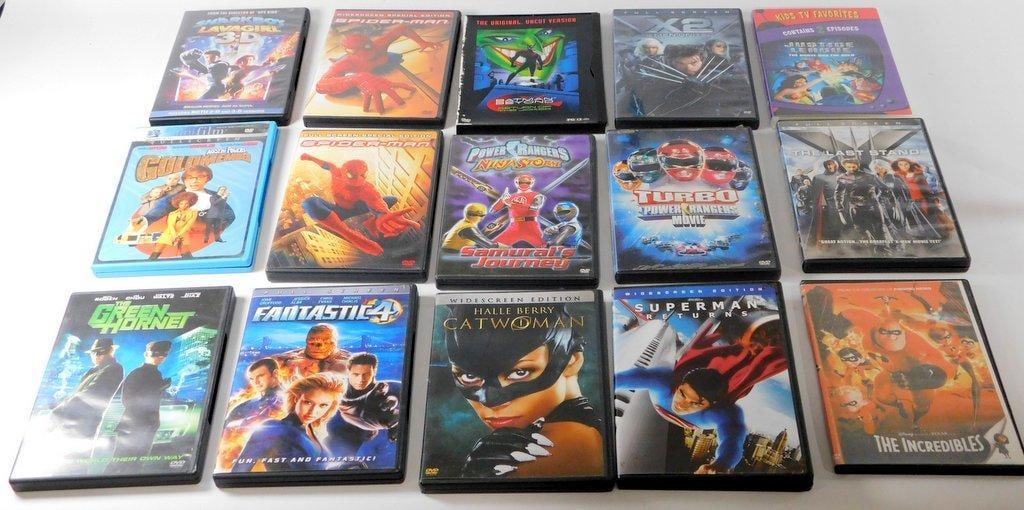 Binder of Loose DVDs -Comedy, Action, Children's Movie Collection & Empty DVD Cases - 10