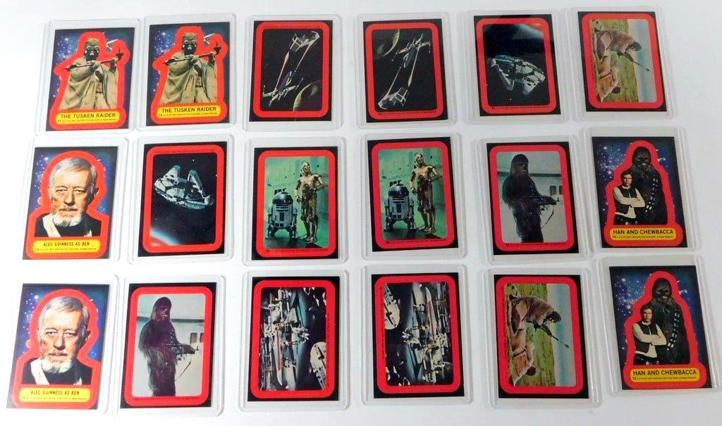 (Lot of 18) Collection of 1977 Topps Star Wars Series 2 Sticker Inserts: (Lot of 18) Collection of 1977 Topps Star Wars Series 2 sticker inserts Recognizable by their distinctive red die-cut inner borders against a black starfield background