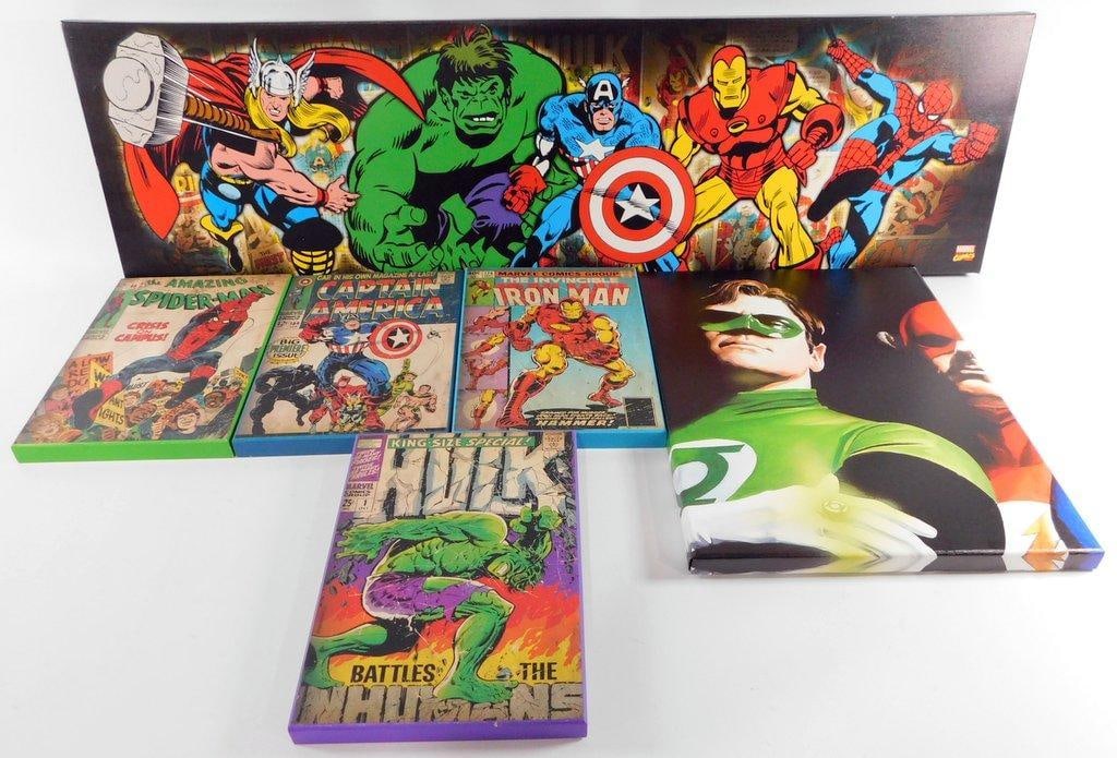 (Lot of 5) Retro Marvel Superhero Themed Home Decor/Wall art: (Lot of 5) Retro Marvel Superhero themed home decor/wall art On canvas Designed for kids room or comic collectors wall