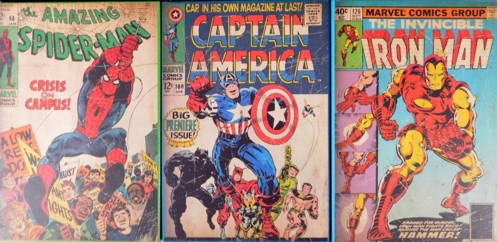 (Lot of 5) Retro Marvel Superhero Themed Home Decor/Wall art - 3