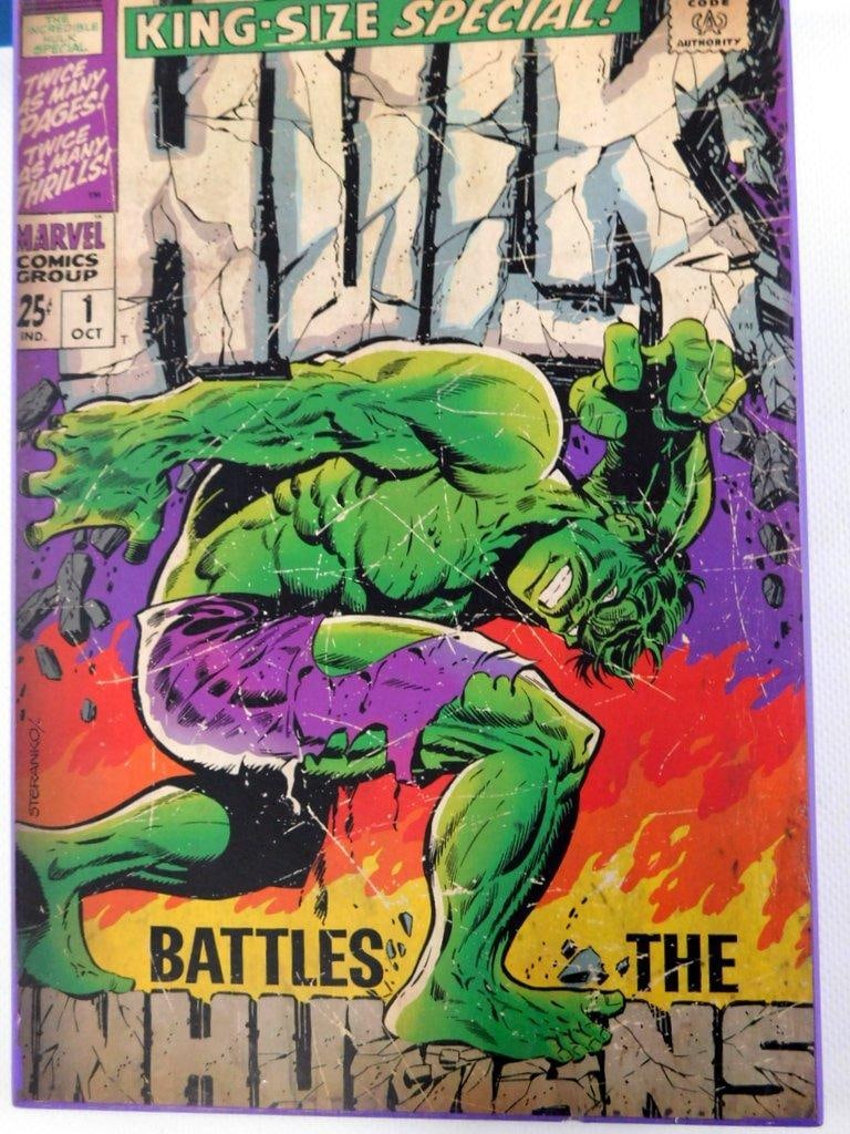 (Lot of 5) Retro Marvel Superhero Themed Home Decor/Wall art - 5