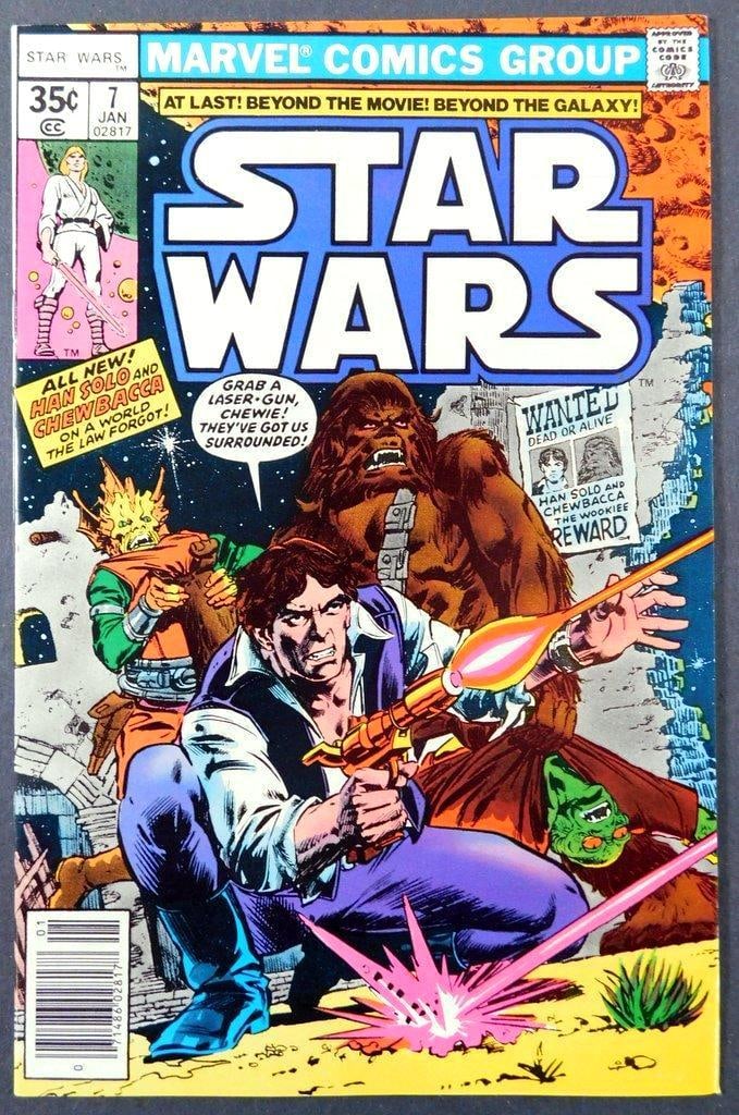 Marvel Comics Star Wars Issue #7, January 1978: Marvel Comics Star Wars Issue #7, published in January 1978 Features iconic characters such as Han Solo and Chewbacca on the cover The comic is part of the original Marvel Comics adaptation of Star Wa