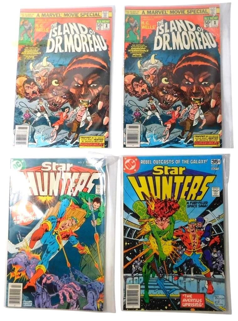 (Lot of 4) 2 copies of The Island of Dr. Moreau #1 (Marvel) and Star Hunters #5 & #6 (DC): (Lot of 4) 2 copies of The Island of Dr. Moreau #1 (Marvel) and Star Hunters #5 & #6 (DC) Two copies of The Island of Dr. Moreau #1, published by Marvel Comics in October 1977. This was a "Marvel 