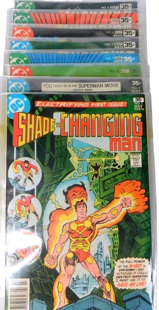 Complete 8-issue Run of the Original 19771978 Volume of Shade, The Changing Man: Complete 8-issue run of the original 19771978 volume of Shade, the Changing Man Issue #1 - July 1977 - features the first appearance and origin of Rac Shade and his reality-warping M-Vest.
