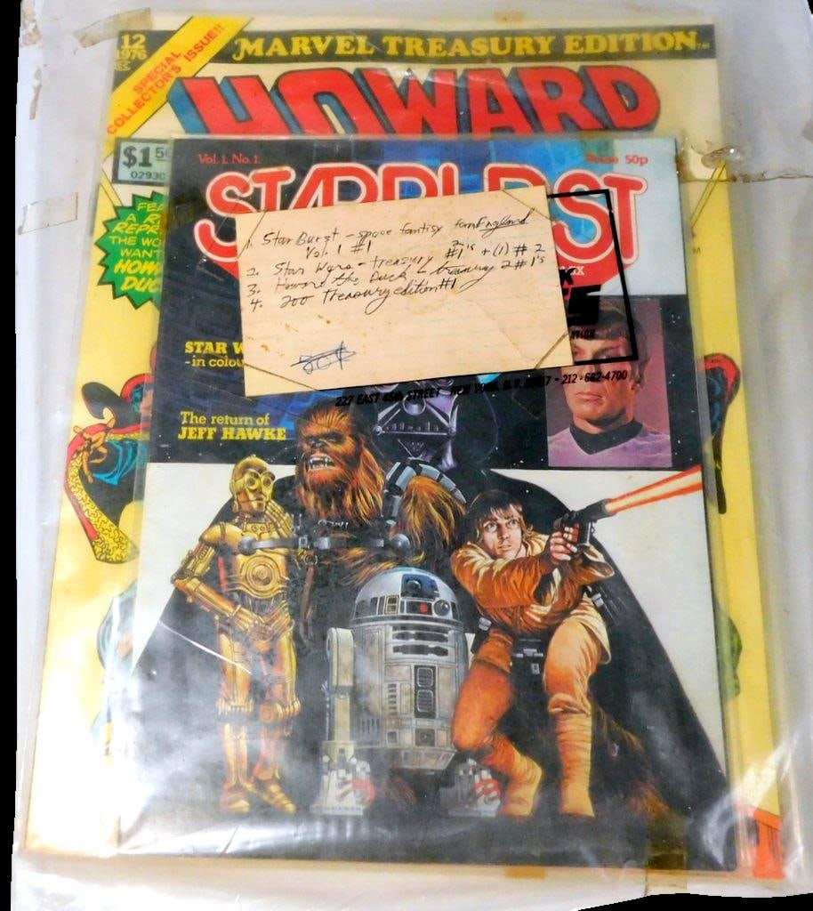 (Lot of 6) Oversized Comic Books and Sci-fi Magazines From the Late 1970's: (Lot of 6) Oversized comic books and sci-fi magazines from the late 1970's View the original handwritten lable to see what is in this unopened bundle Two copies of Marvel Treasury Edition #12 (1976)