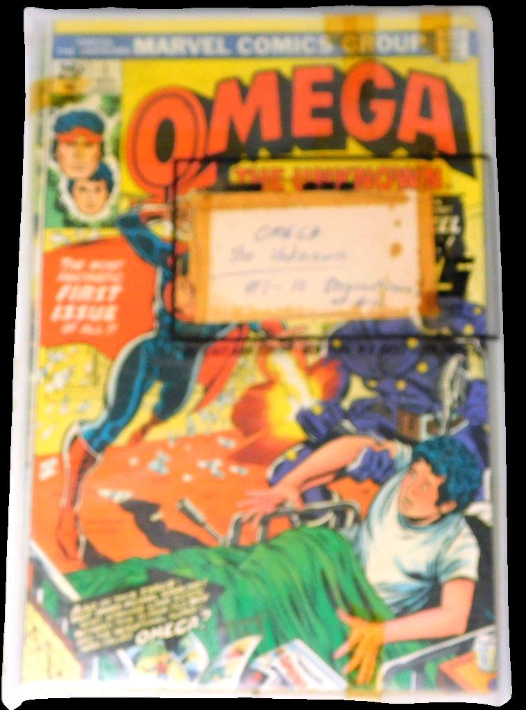 Omega the Unknown Issues #1-#10, Published by Marvel Comics in March 1976, (10 issues): Omega the Unknown #1, published by Marvel Comics in March 1976 10 issues still sealed in plastic with handwritten label. Each issue is individually sealed inside bundle It marks the highly