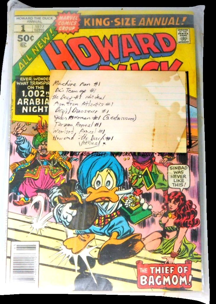 Bundle of 10 Issues of Marvel and DC #1's! Tarzan, SpiderWoman, Warlord and More (1977-1978): Bundle of 10 Marvel and DC #1's! All issues sealed in one protective sleeve, opened in the late 70's only to add issues Howard The Duck Annual #1 DC Team Up #1 The Deep #1 Man From Atlantis #1 Devi