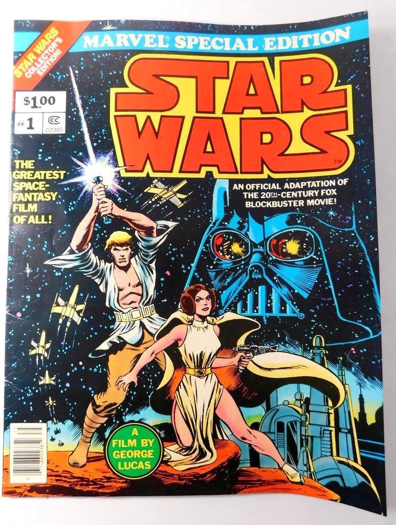 1977 Marvel Special Edition #1: Star Wars Treasury-Sized Comic: 1977 Marvel Special Edition #1: Star Wars, a treasury-sized (oversized) comic book published by Marvel Comics Features the adaptation of the iconic Star Wars movie The cover showcases Luke Skywalker, 