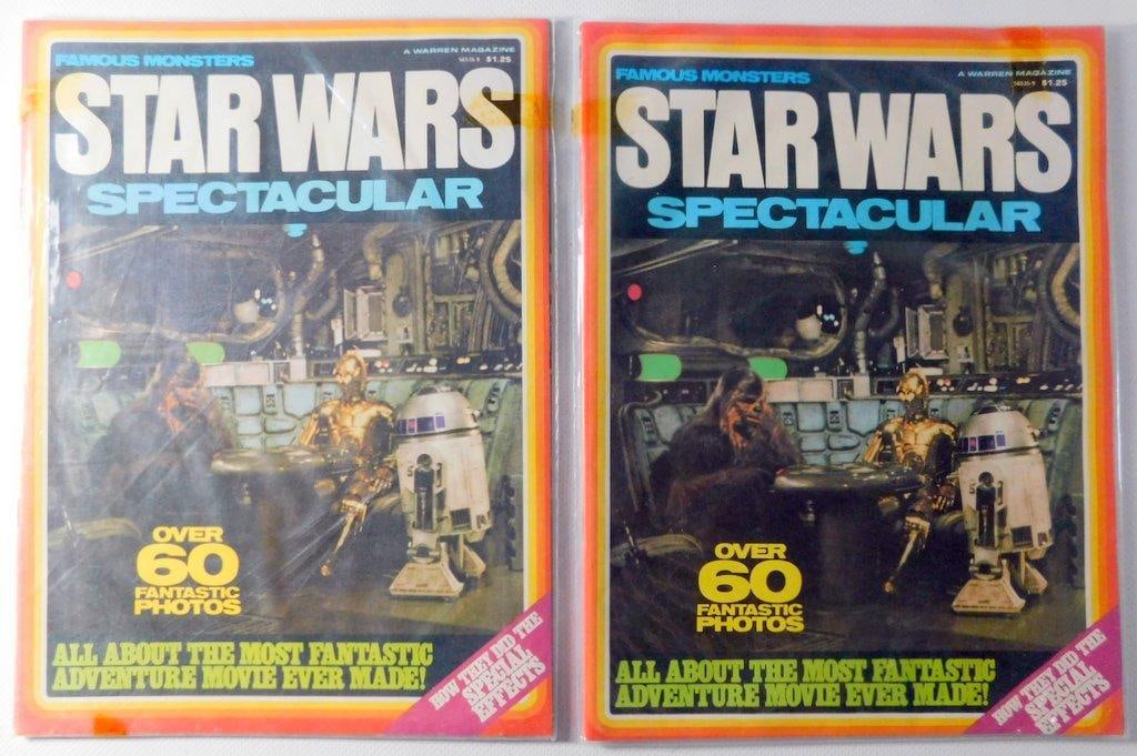 (Lot 0f 2) Famous Monsters Star Wars Spectacular Magazines Published by Warren Publishing, 1977: Two Famous Monsters Star Wars Spectacular magazines, published by Warren Publishing in 1977 Each magazine features over 60 photos and focuses on the special effects used in the original Star Wars film