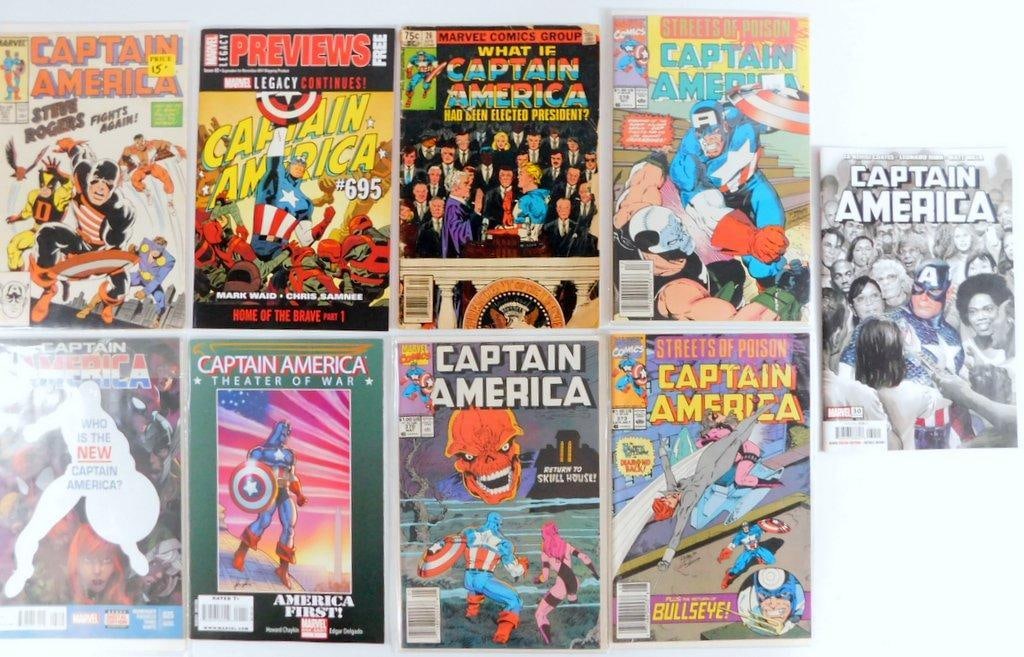 (Lot 0f 9) Marvel's Captain America, Including "What If?" and "Theater of War" Issues: Marvel's Captain America comics, primarily from the 1980s and 1990s Includes significant issues such as a What If? edition and a Theater of War comic, along with other notable stories The lot