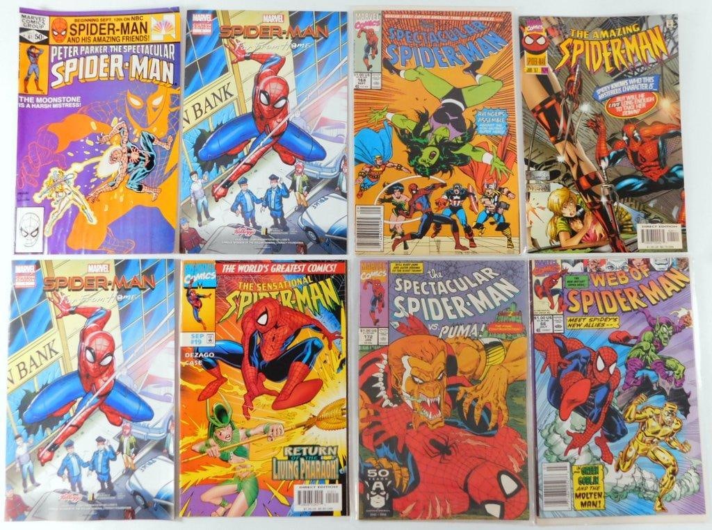 (Lot of 8) Spider-Man Comic Issues from 1981-1997 and 2019 Exclusives: (Lot of 8) Spider-Man comics, including various issues spanning from 1981 to 1997 Also included are two Kellogg's 2019 exclusive editions Comics feature The Amazing Spider-Man, Peter Parker, the