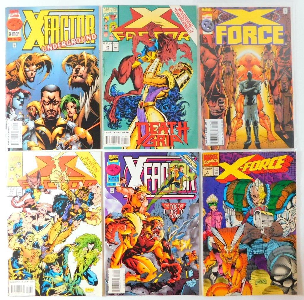 (LOT OF 6) X-FORCE #1 and #40, and X-FACTOR #132, #99, #98, #124 (1991-1997): LOT OF 6) Marvel comics featuring X-FORCE issues #1 (1991) HIGHLY collectible and #40 (1994)., and X-FACTOR issues #132 (1997), #99 (1994), #98 (1994), and #124 (1996) Some minor wear with all i