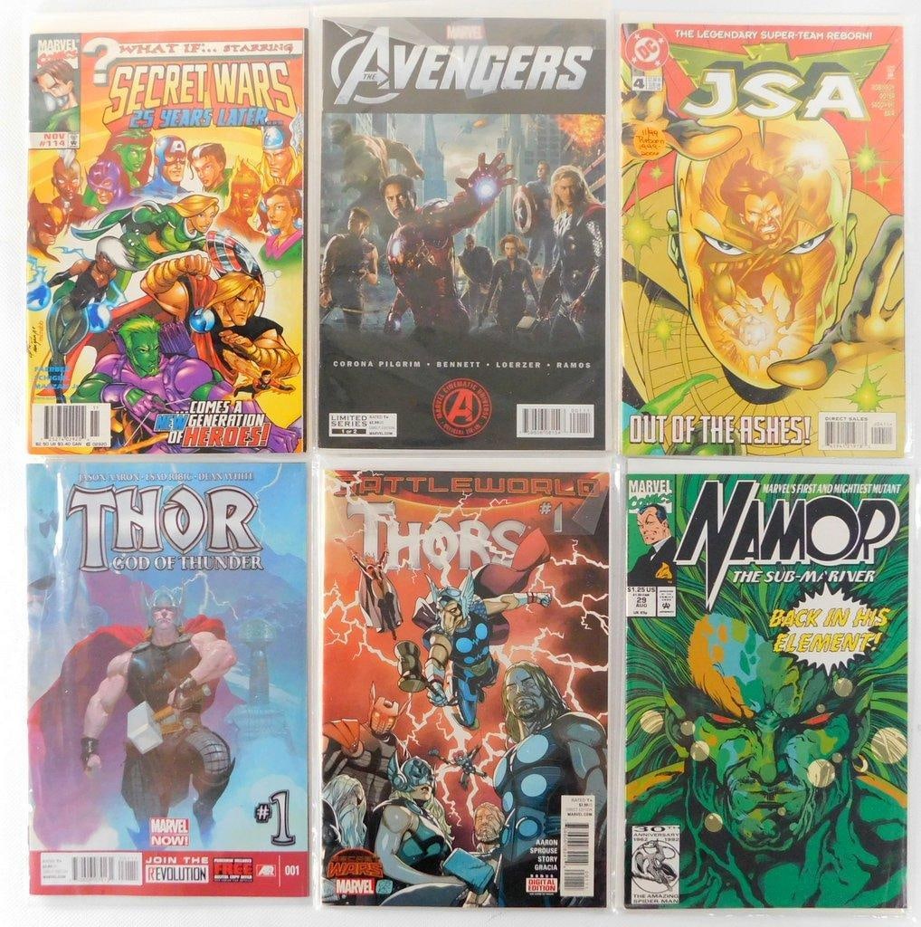 (Lot of 6) Comic Books Including Marvel and DC "What If?", Thor, Namor, and Avengers.1992-2015 (1 of 4)