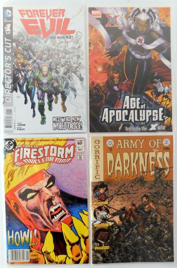 (Lot of 4) Comic Books Including Forever Evil Director's Cut and "Issues of Darkness" (1983-2013): Lot of 4 comic books featuring the following titles: Forever Evil Director's Cut #1 (2013), Age of Apocalypse #1 (2012), The Fury of Firestorm the Nuclear Man #12 (1983), and A