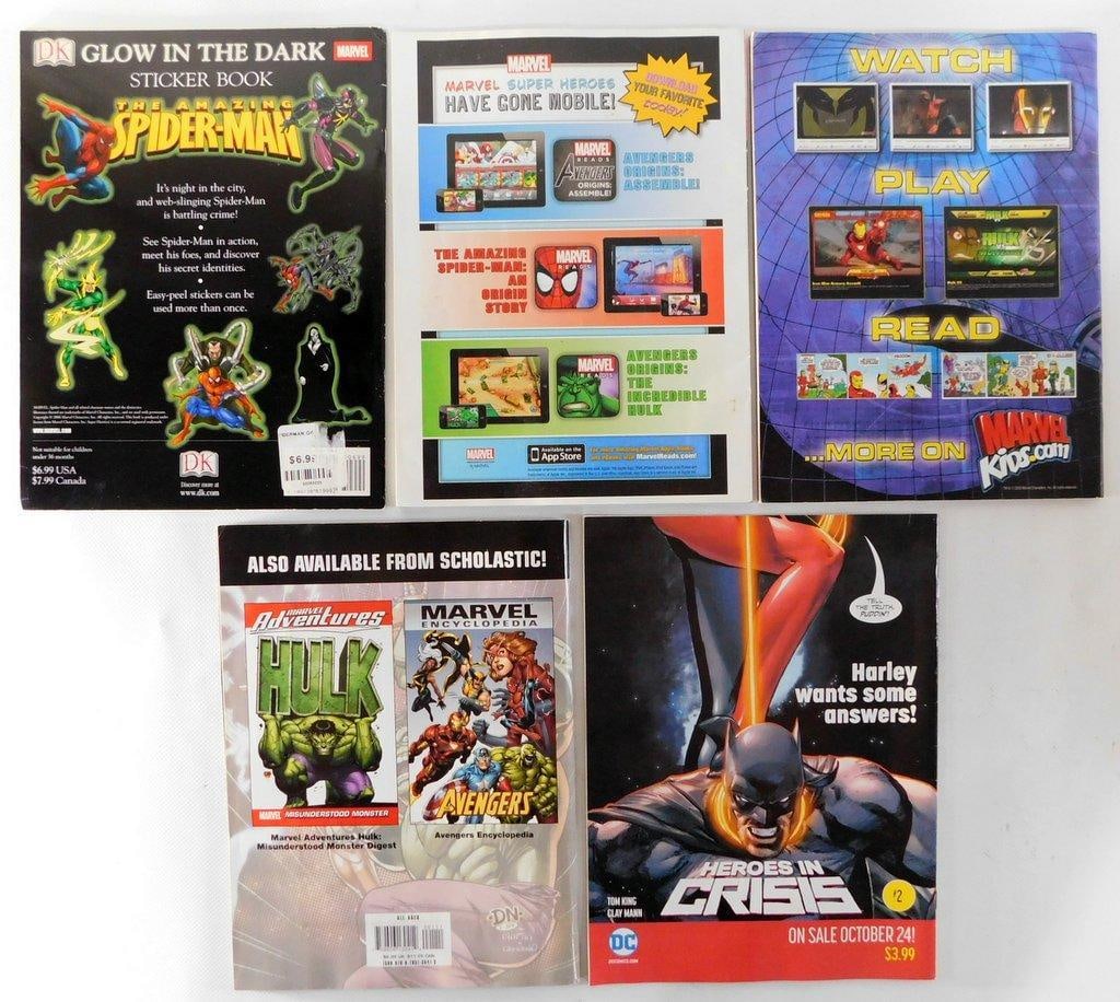 Five Marvel and DC Books, Magazines, and Activity Books - 5