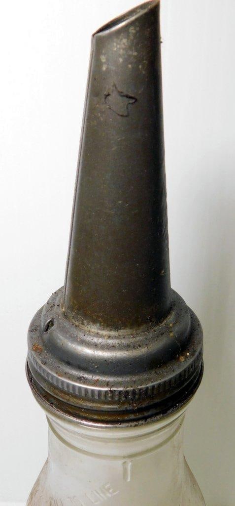 Older Glass Bottles Including Motor Oil w/ Metal Spout, Milk Bottle, and Pepsi Bottle - 5