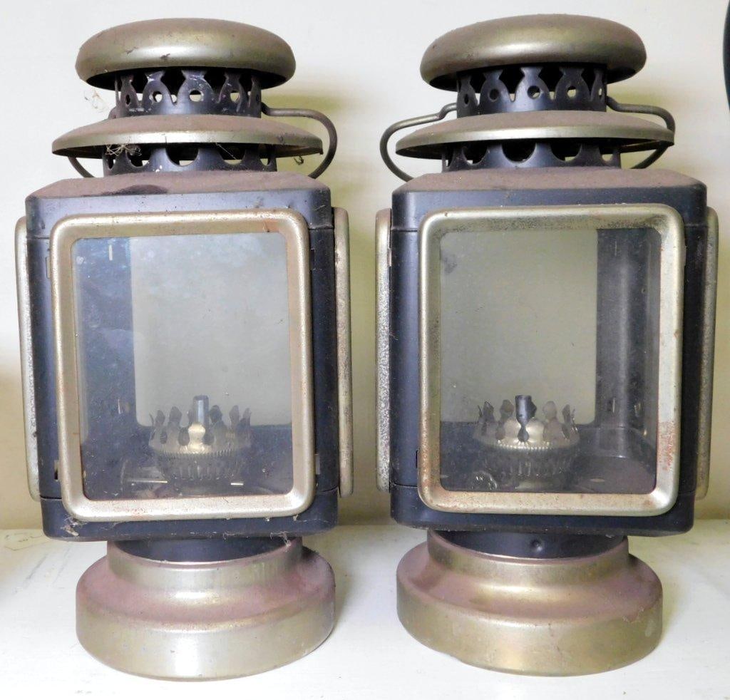 Grouping of Older Lanterns Including Coleman, Oil Lamps, and Signal Lantern - 2