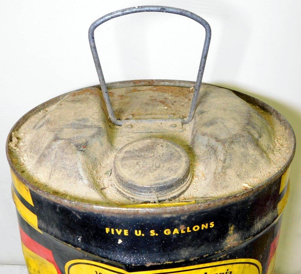 Five-Gallon Pennzoil Metal Motor Oil and Stancan Gasoline Cans, and Black Flag Insect Spray Can - 3