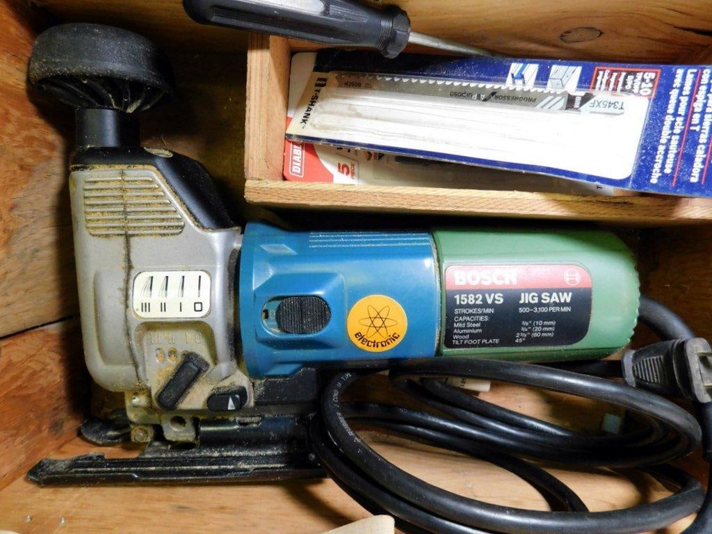 Bosch Jigsaw, Ryobi Detail Sander, Stanley Router, and Craftsman Drill - 3