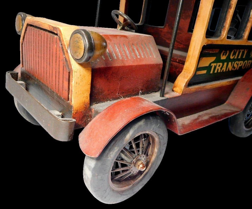Large Wood and Metal Double-Decker City Transport Bus Store Display - 10
