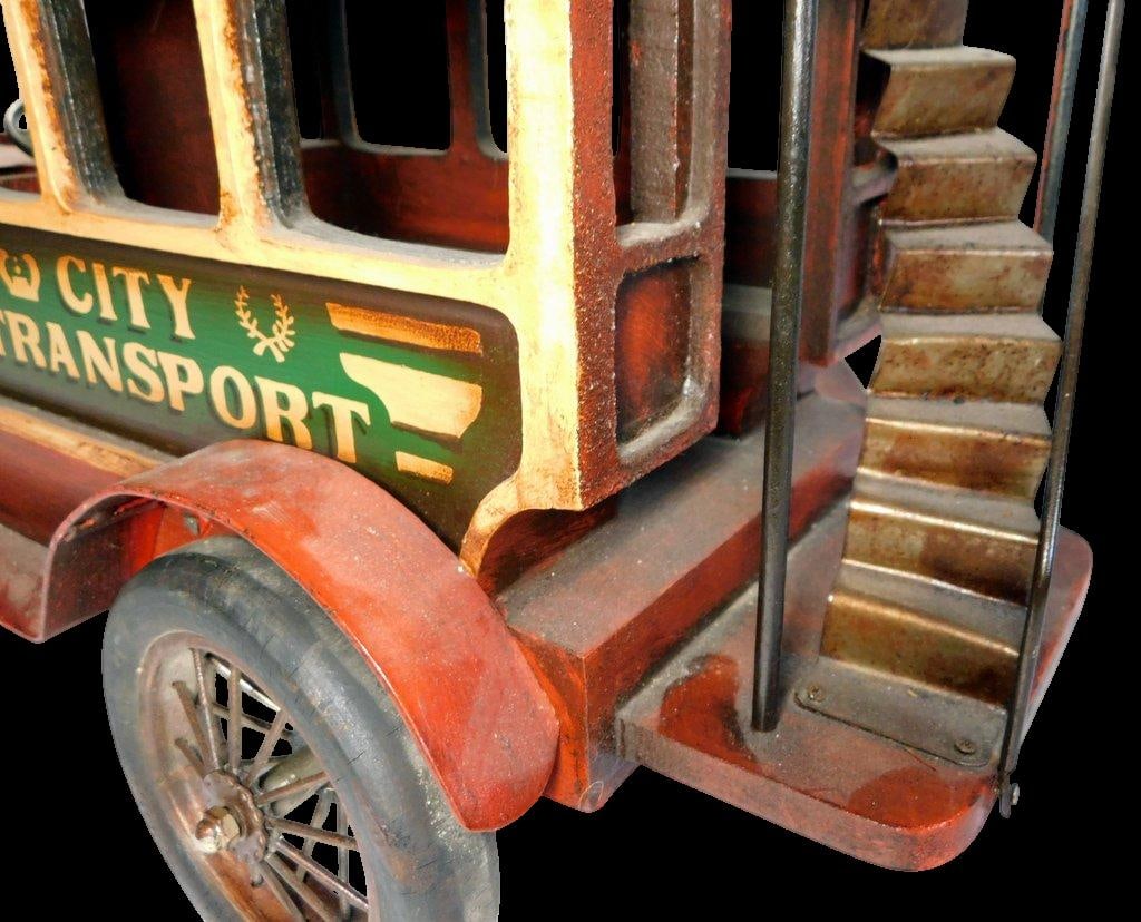 Large Wood and Metal Double-Decker City Transport Bus Store Display - 12