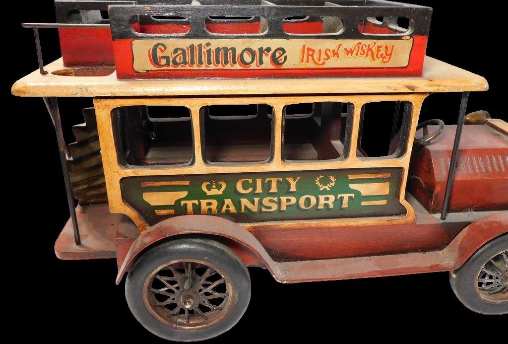 Large Wood and Metal Double-Decker City Transport Bus Store Display - 14