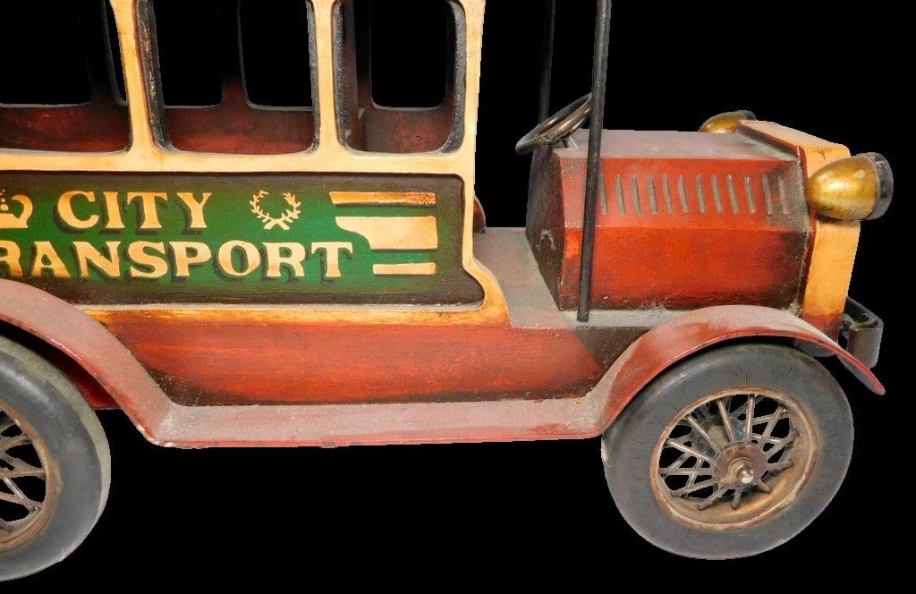 Large Wood and Metal Double-Decker City Transport Bus Store Display - 15