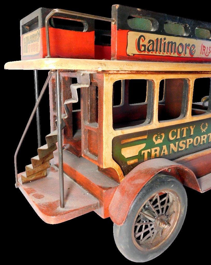 Large Wood and Metal Double-Decker City Transport Bus Store Display - 17