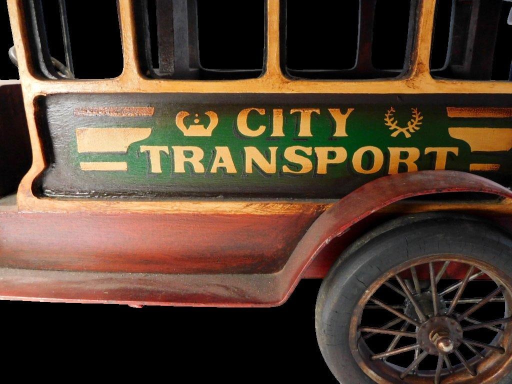 Large Wood and Metal Double-Decker City Transport Bus Store Display - 5