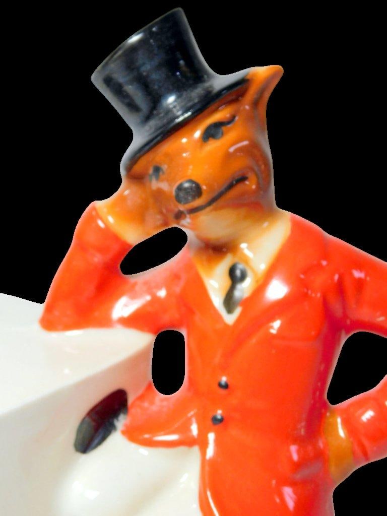 1981 IAJBBSC Annual Convention Ceramic Fox and Dice Figurine Straw Holder - 3