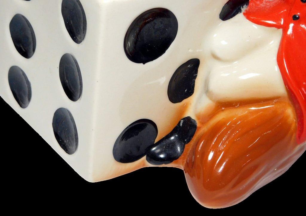 1981 IAJBBSC Annual Convention Ceramic Fox and Dice Figurine Straw Holder - 4