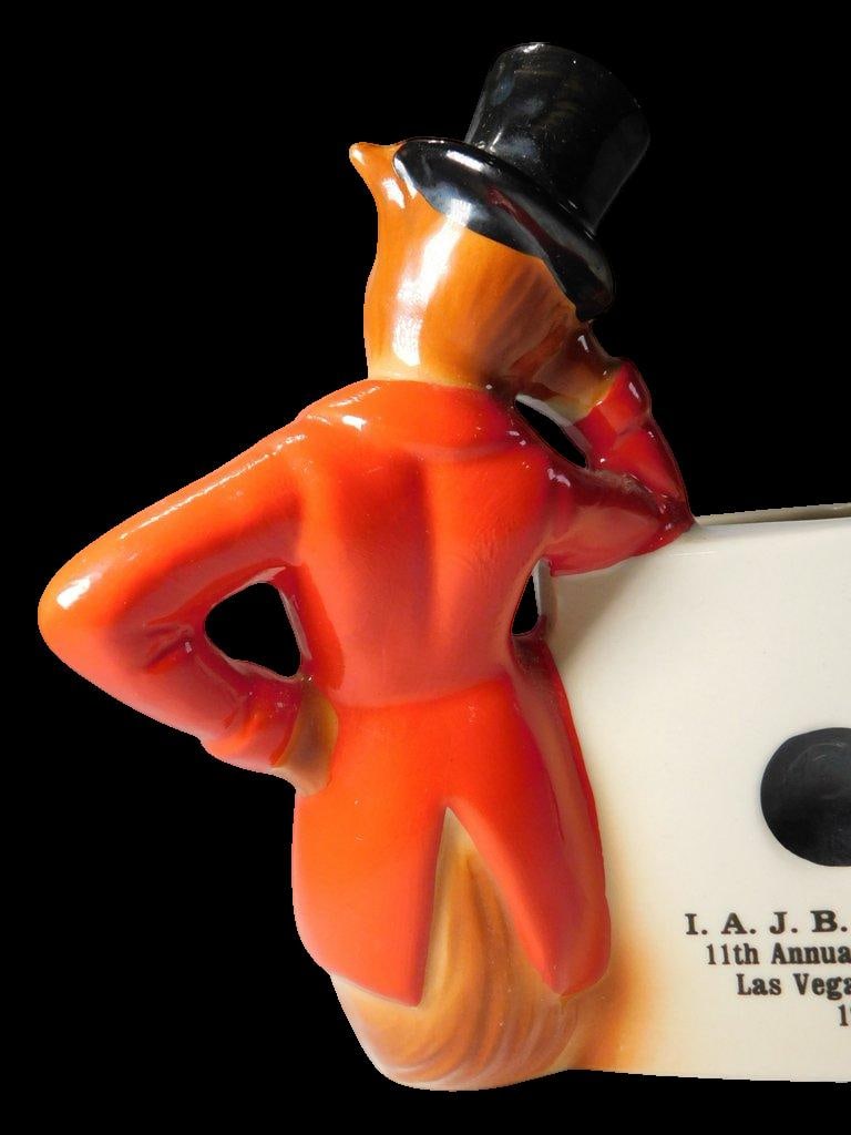 1981 IAJBBSC Annual Convention Ceramic Fox and Dice Figurine Straw Holder - 7