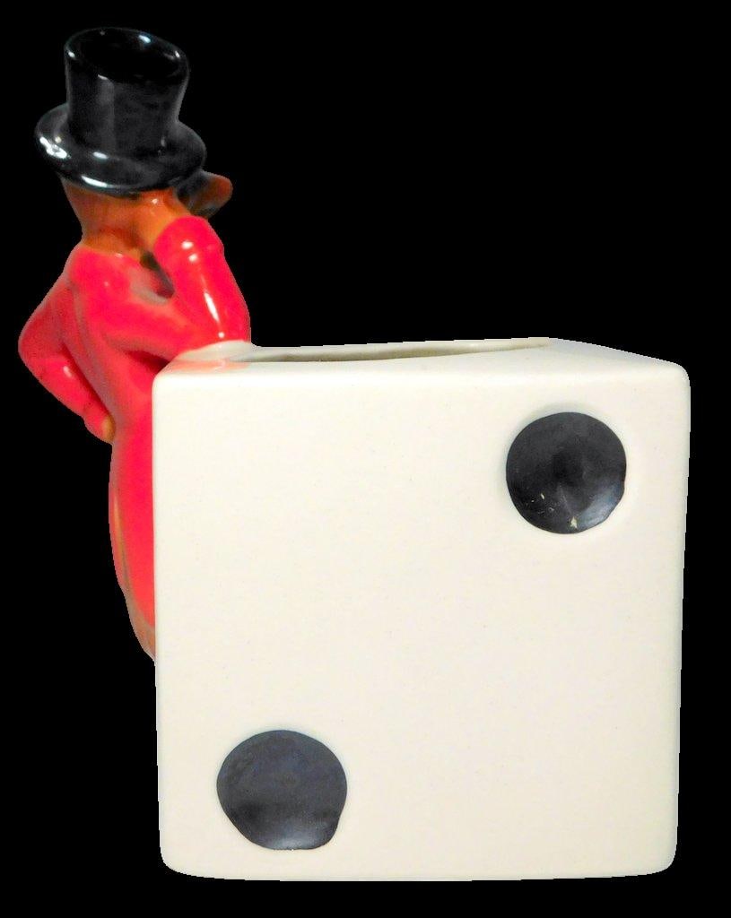1981 IAJBBSC Annual Convention Ceramic Fox and Dice Figurine Straw Holder - 8