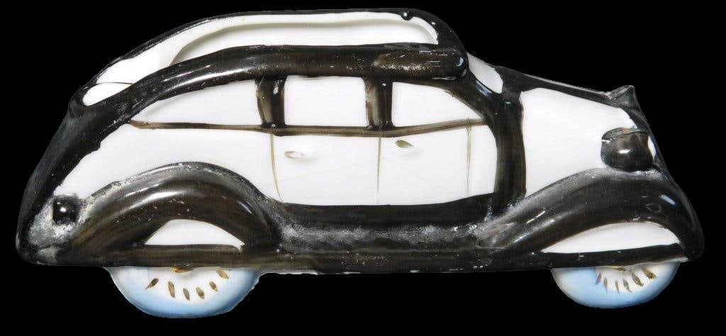 Made in Japan Ceramic Black-and-White Car Figurine Ashtray - 2