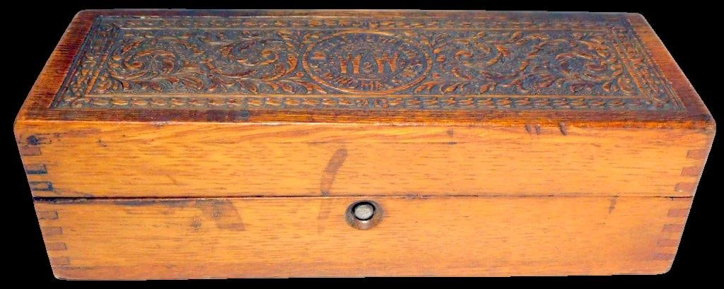 Wheeler & Wilson Manufacturing Co. Antique, Hand-Carved Wooden Accessory Box - 4