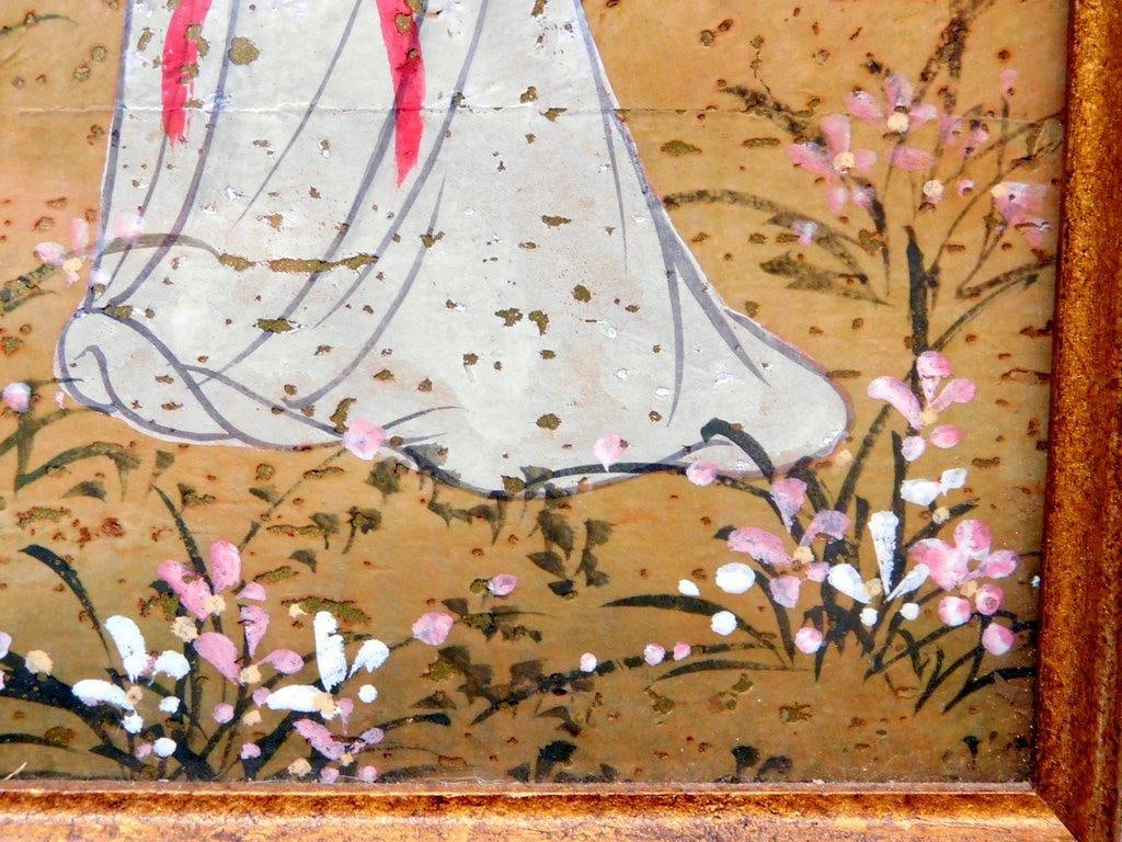 Pair of Framed Oil Paintings on Cork, "Oriental Princess" by Mok - 6