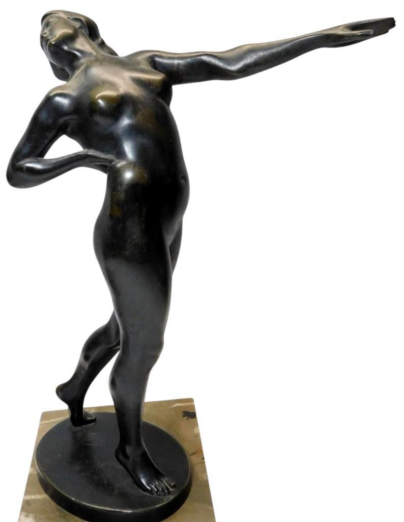 Bronze Nude Female Sculptures on Marble Bases - 2