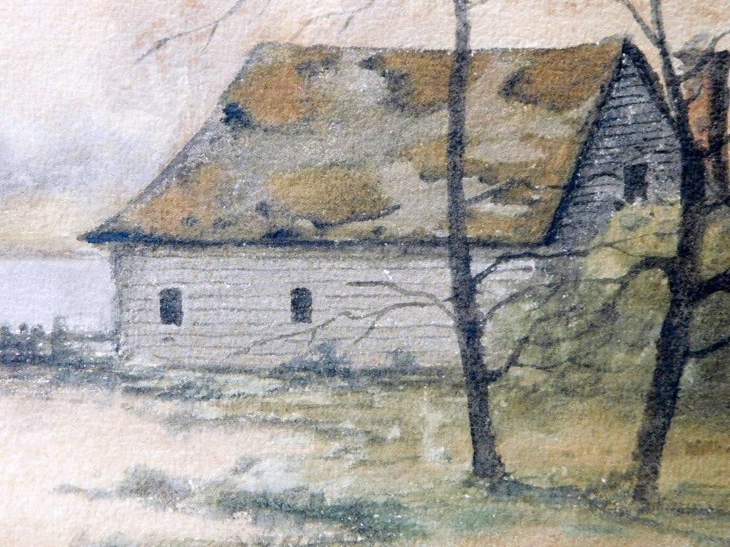 Watercolor by DeMonte Depicting a Lakeside Cabin - 5