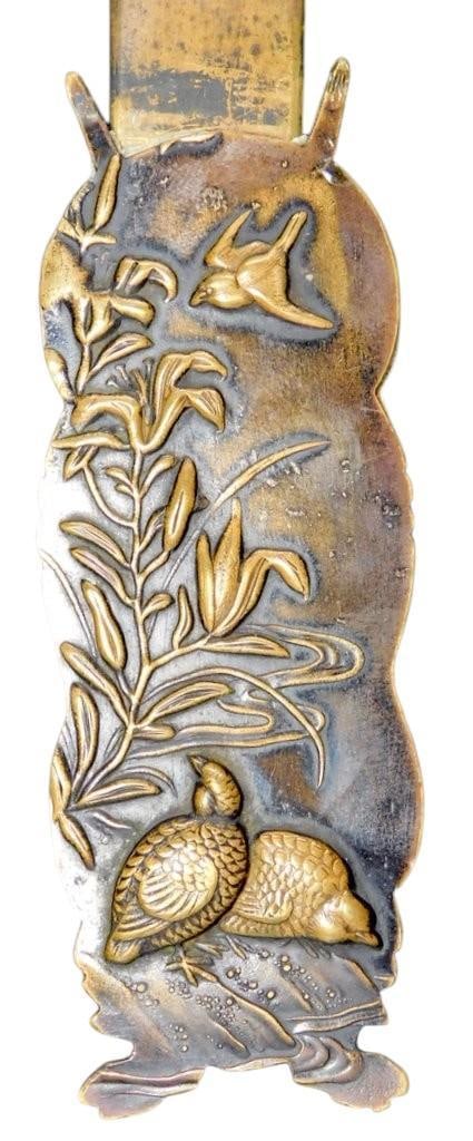 Meiji-Era (18681912) Japanese Mixed-Metal (Shakudo and Bronze) Page Turner and Letter Opener - 3