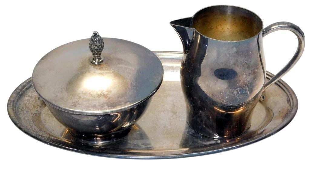Silver-Plated Tray w/ 25th Anniversary Inscription and Paul Revere Reproduction Set - 7