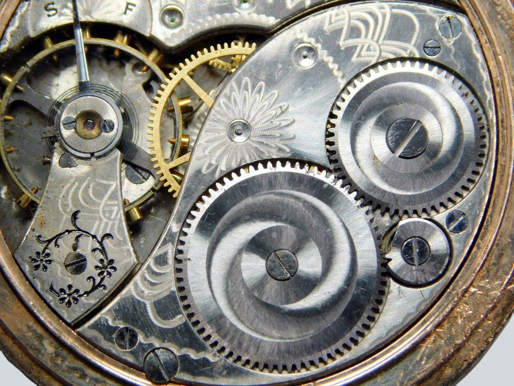 Elgin Sterling Silver Pocket Watch w/ Chain - 10