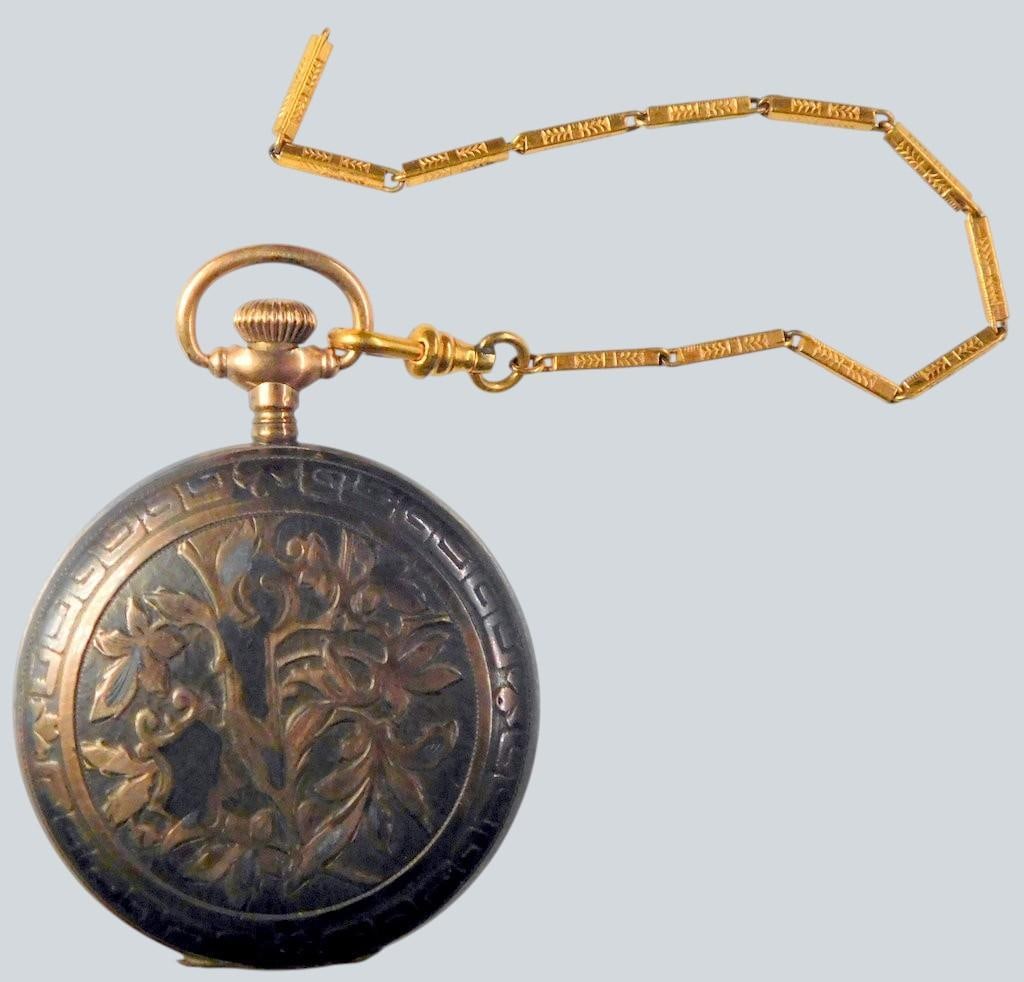 Elgin Sterling Silver Pocket Watch w/ Chain - 12